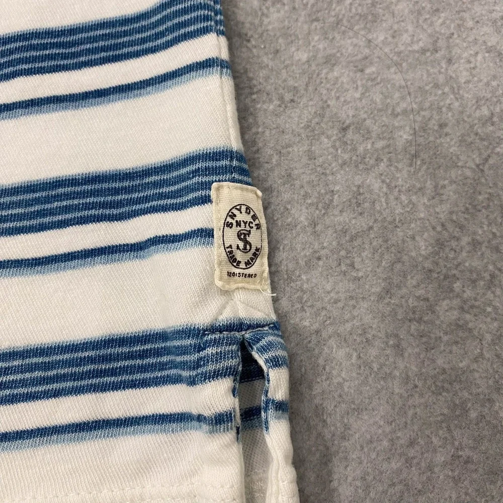 Todd Snyder Shirt Mens XXL White Blue Striped Cotton Short Sleeve Button Up